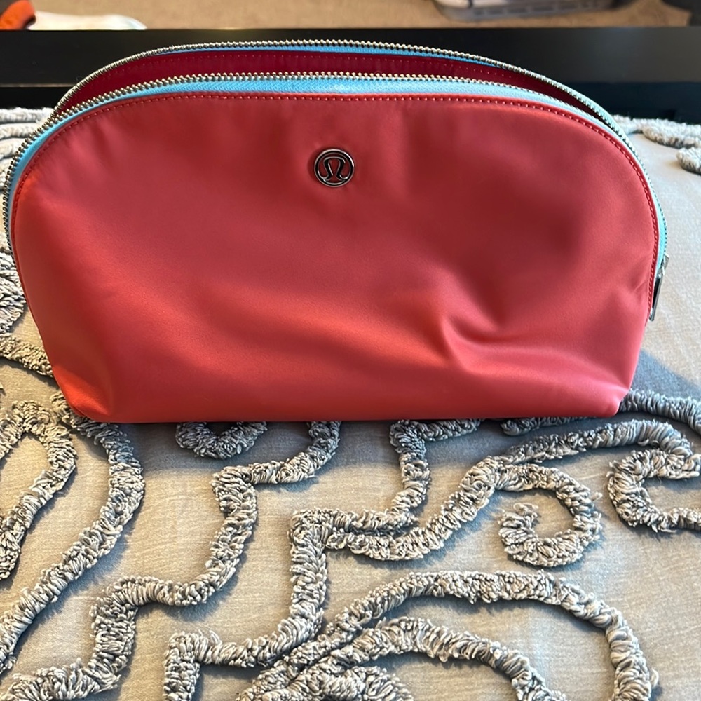 Lululemon coral sunup sundown cosmetic bag